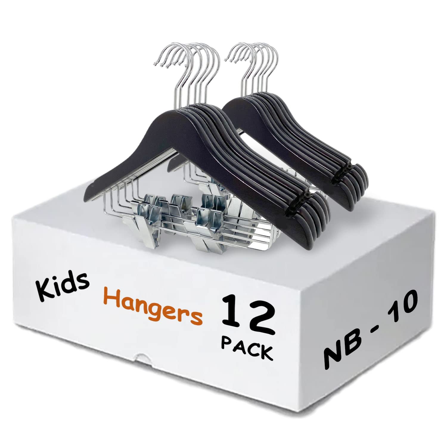 Kids Hangers With Metal Clips Pant Bar 4T-10 (Espresso Wood)
