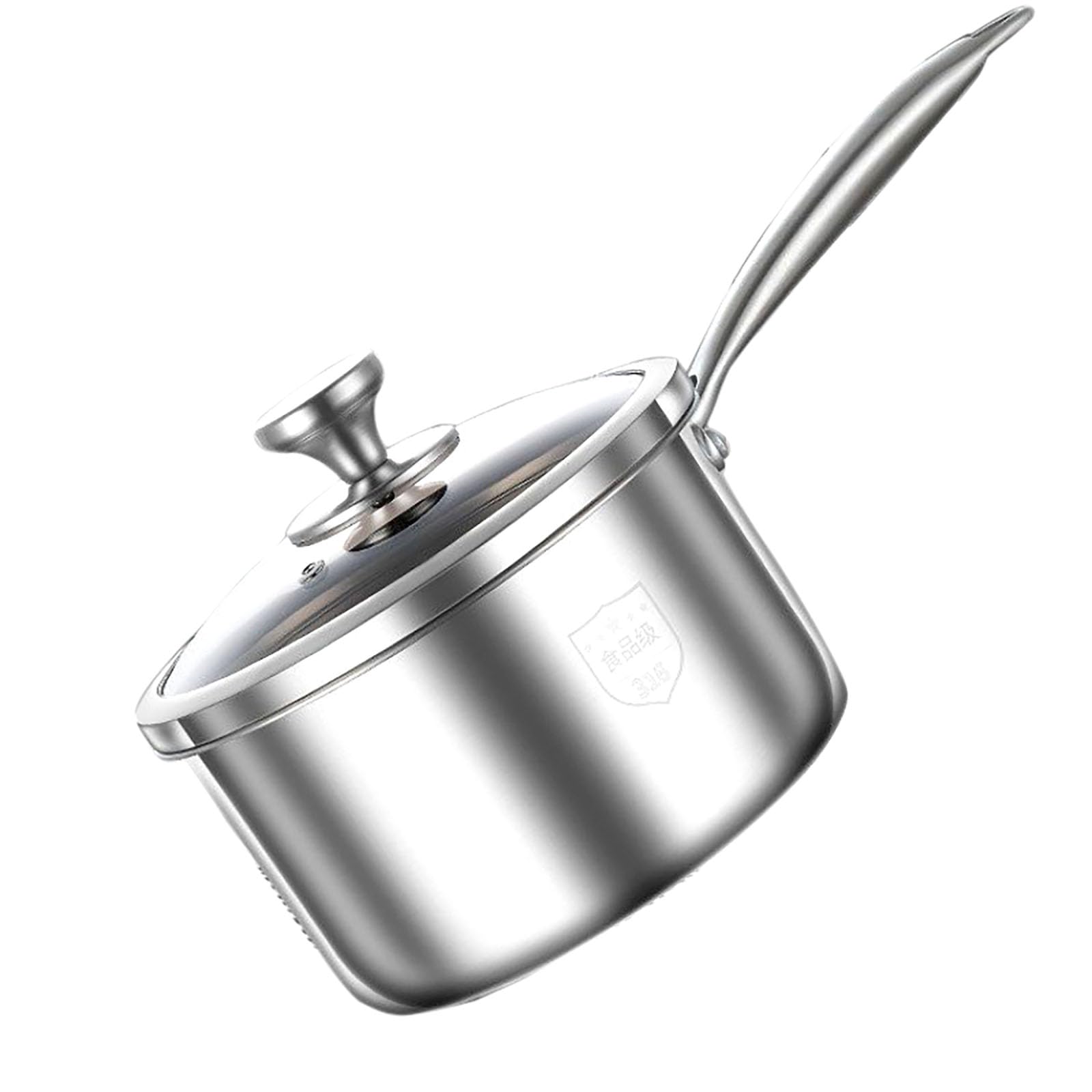 Thickened Stainless Steel Saucepan, 1.3 Quart Long Handle Milk Pot with Lid for Warming, Cooking and Boiling Milk, Spaghetti, So