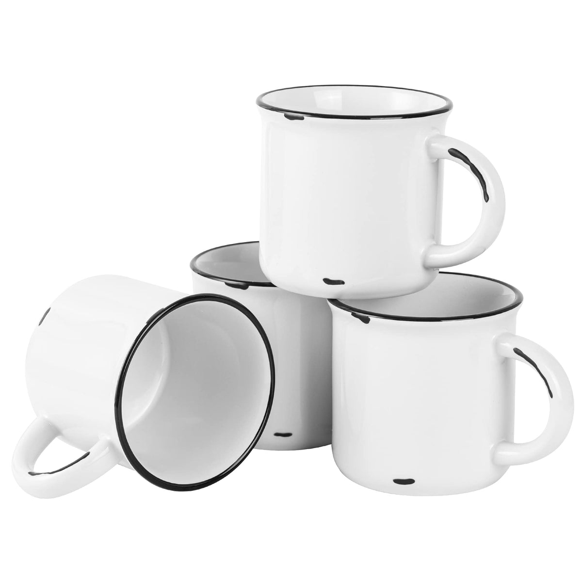 Bycnzb 15Oz White Campfire Ceramic Mugs Set Of 4 For Coffee Tea Old Design