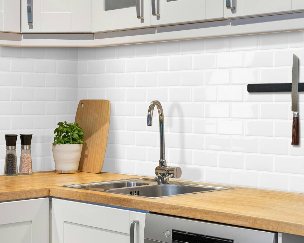 Dewoo 20-Sheet White Peel And Stick Subway Tile Backsplash Self Adhesive Brick Stickers For Kitchen Bathroom Wall (12  12)