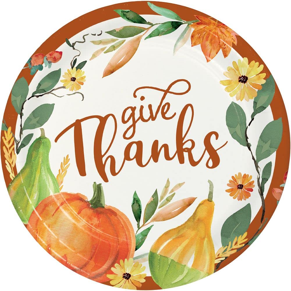 Party Creations Thanksgiving Harvest Supply Pack | Bundle Includes Paper Dinner Plates, Dessert Plates & Napkins for 8 People Au