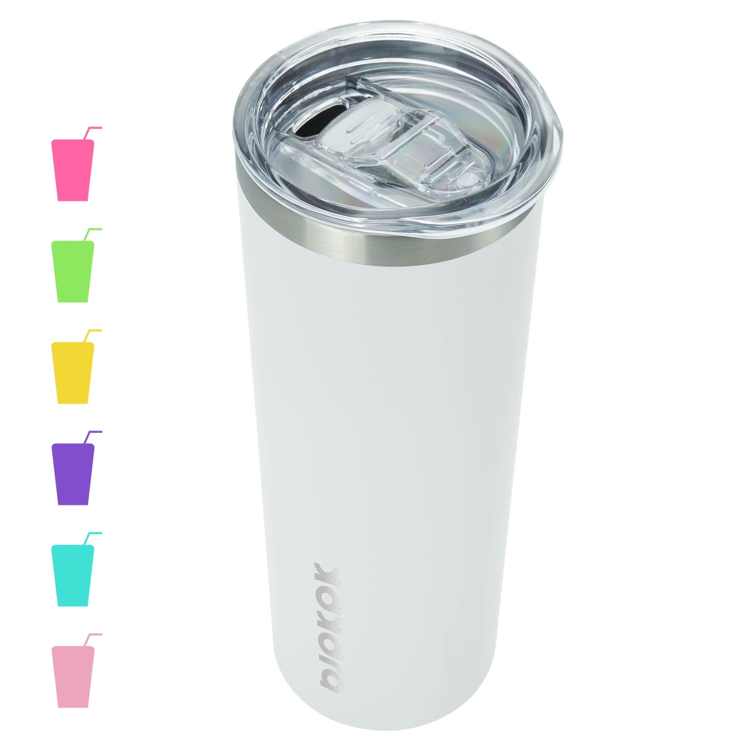 BJPKPK Skinny Tumbler with Lid 20 oz Stainless Steel Vacuum Insulated Double Wall Travel Coffee Water Tumblers Cup,White