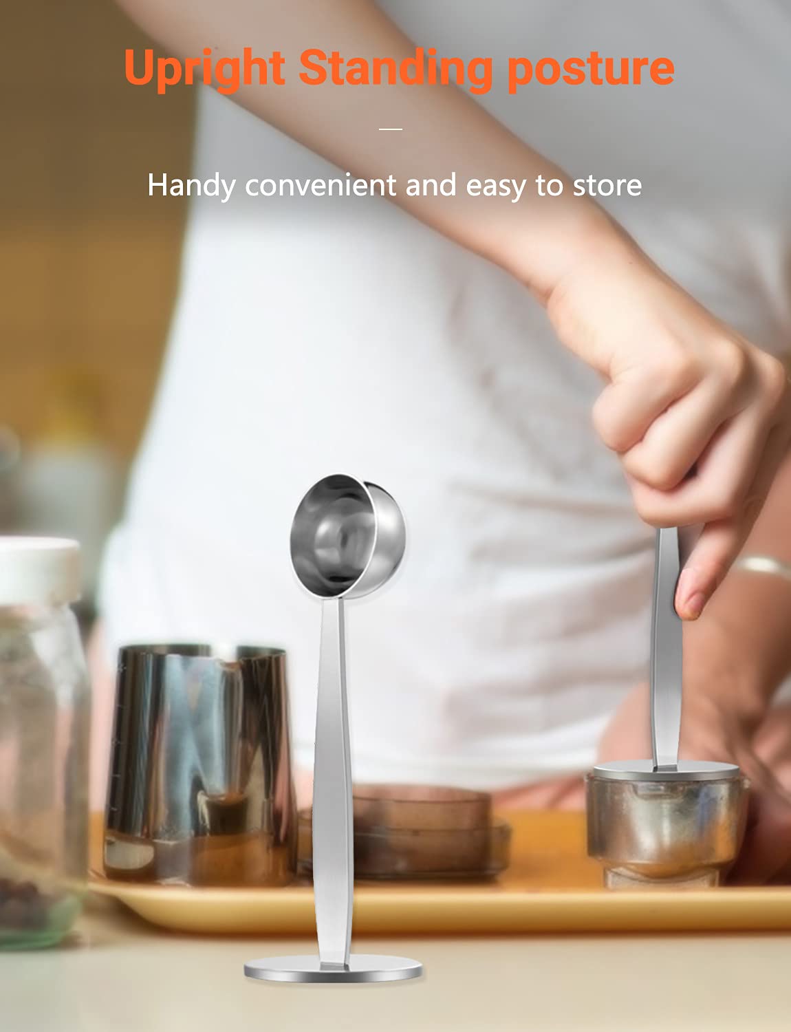 Willizter Two-In-One Stainless Steel Coffee Scoop Tamping Dual-Purpose Coffee Spoon Powder Hammer Tamper Multi Function Spoon Ho