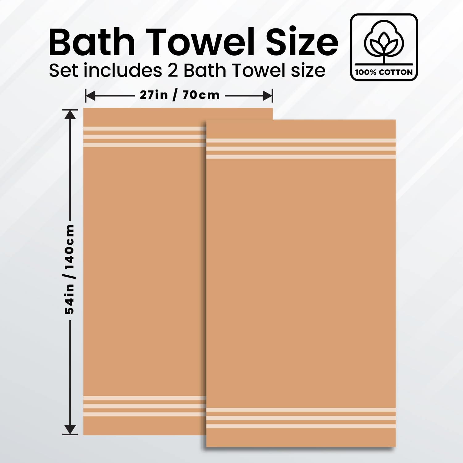 Premium Beige Bath Towels - 700 GSM 100% Cotton 27x54 Inches Pack of 2 Bathroom Towels - Ultra Soft and Highly Absorbent Hotel and Spa Quality Bath Towels for Bathroom by Infinitee?Xclusvies