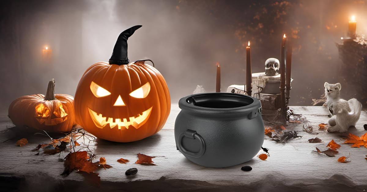 Glocamping 11'' And 7.4    Package Large Easter Day, St. Patrick'S Day, Halloween Black Plastic Witch Cauldron Kettle, Candy Hol