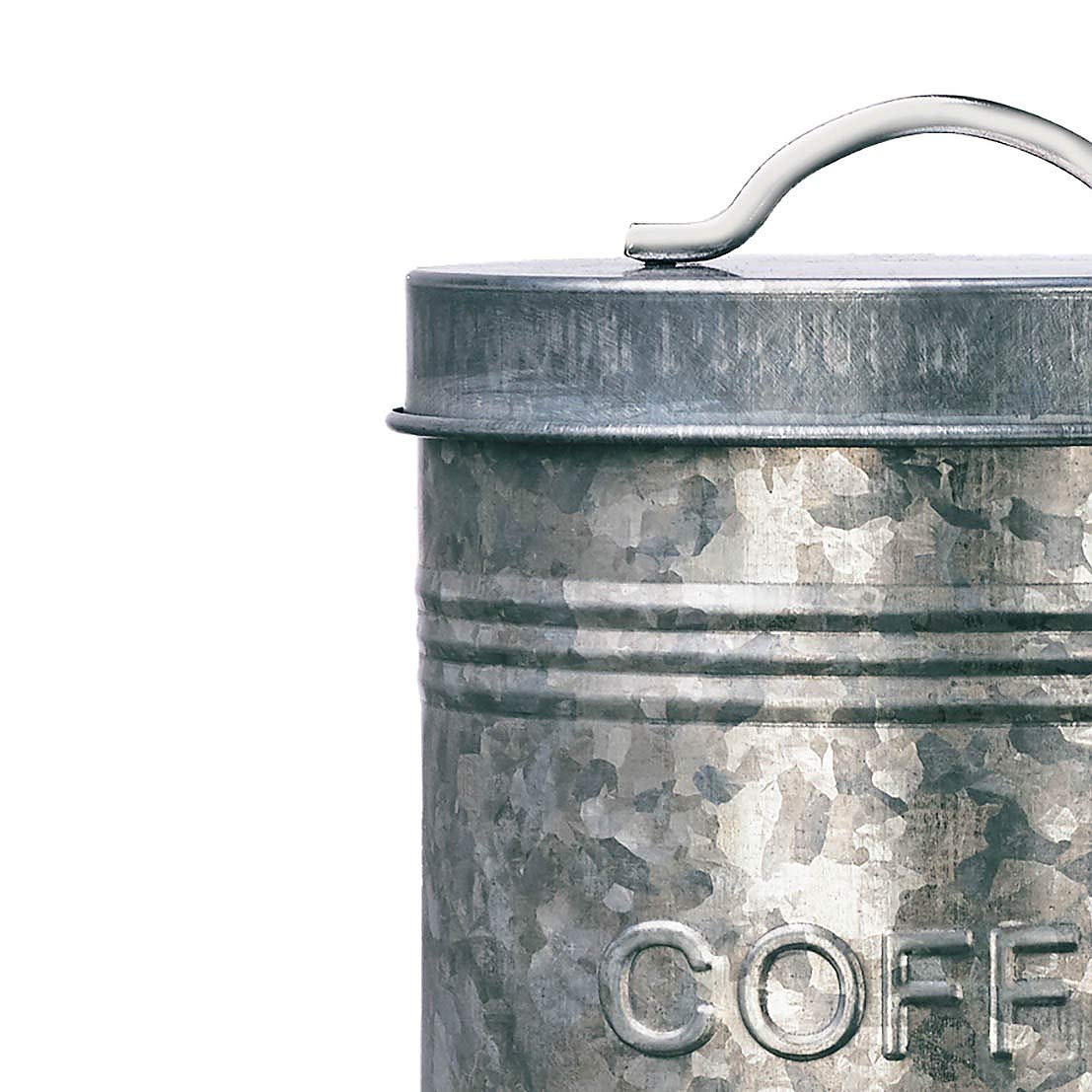 Amici Home Rustic Kitchen Coffee Metal Canister | Galvanized Metal Storage Container With Handle | 76 Ounce Capacity | Coffee Ca