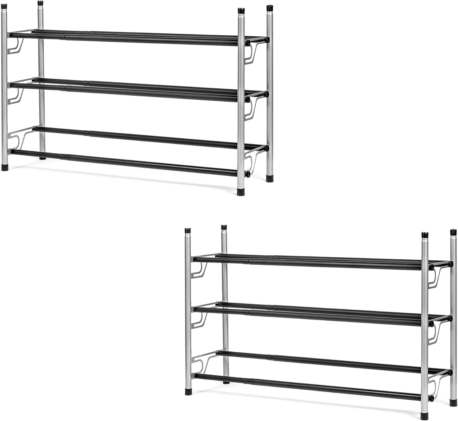 3-Tier Adjustable Shoe Storage Rack with Rubber Feet