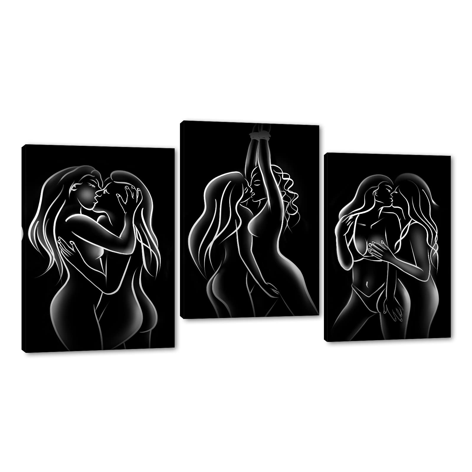 Yatsen Bridge Love Kiss Canvas Wall Art Romantic Couples Poster Abstract Line Pictures Black And White Lesbian Prints Home Decor