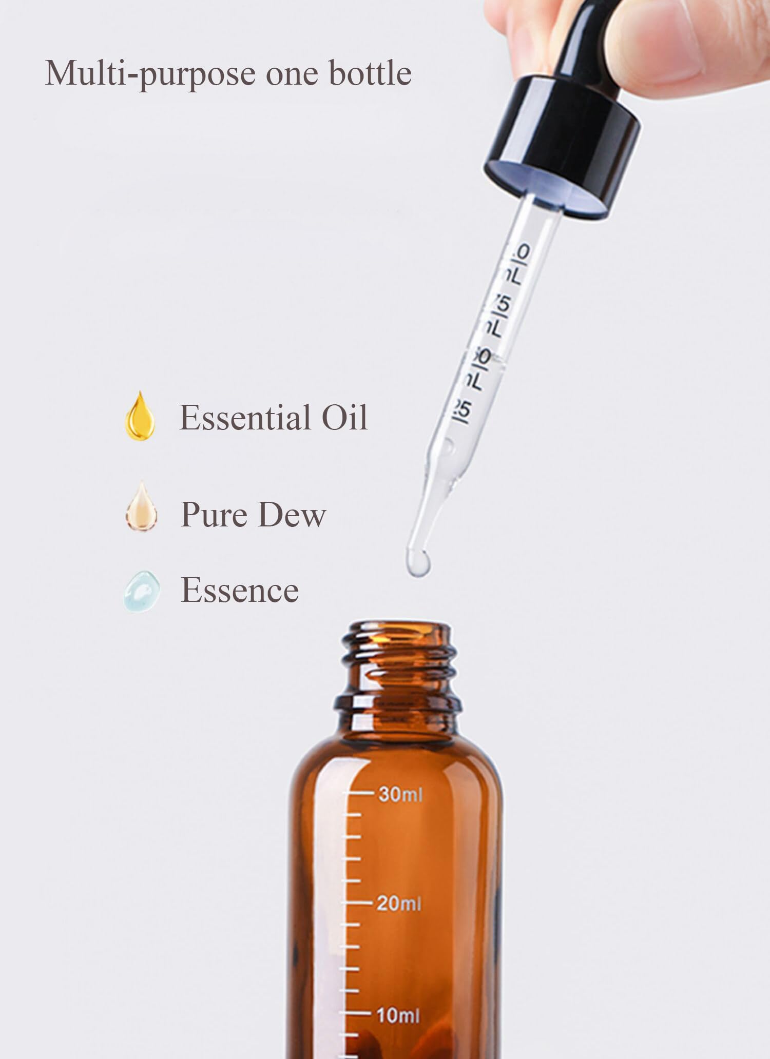 Tupandy 3Pcs 100Ml/3.4Oz Empty Amber Glass Dropper Bottles Refillable Glass Graduated Eye Dropper Container Storage Jar Pot Hold