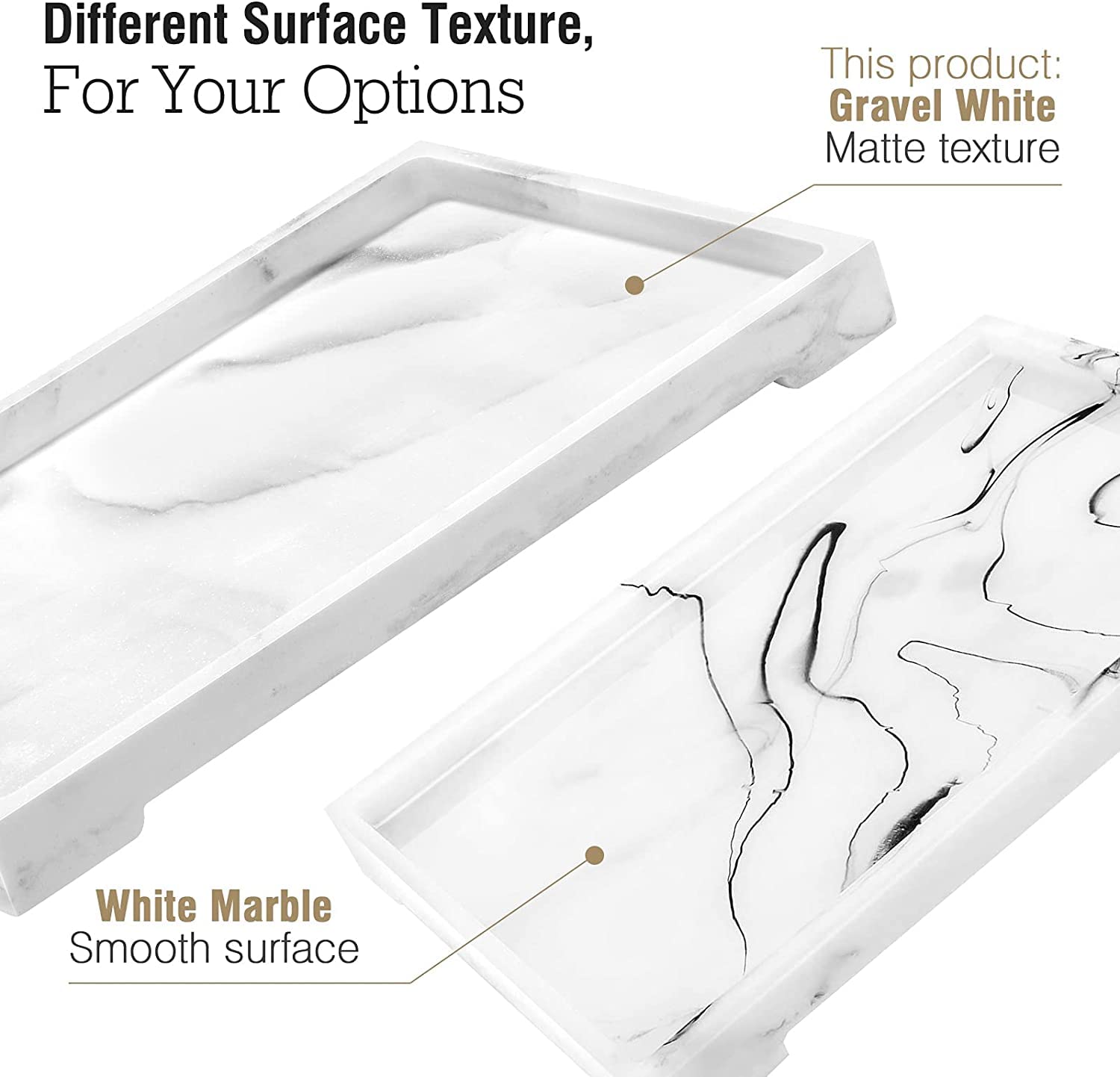 Luxspire Vanity Tray, Bathroom Tray Toilet Tank Storage Tray, Resin Kitchen Sink Serving Trays, Vanity Countertop Organizer For