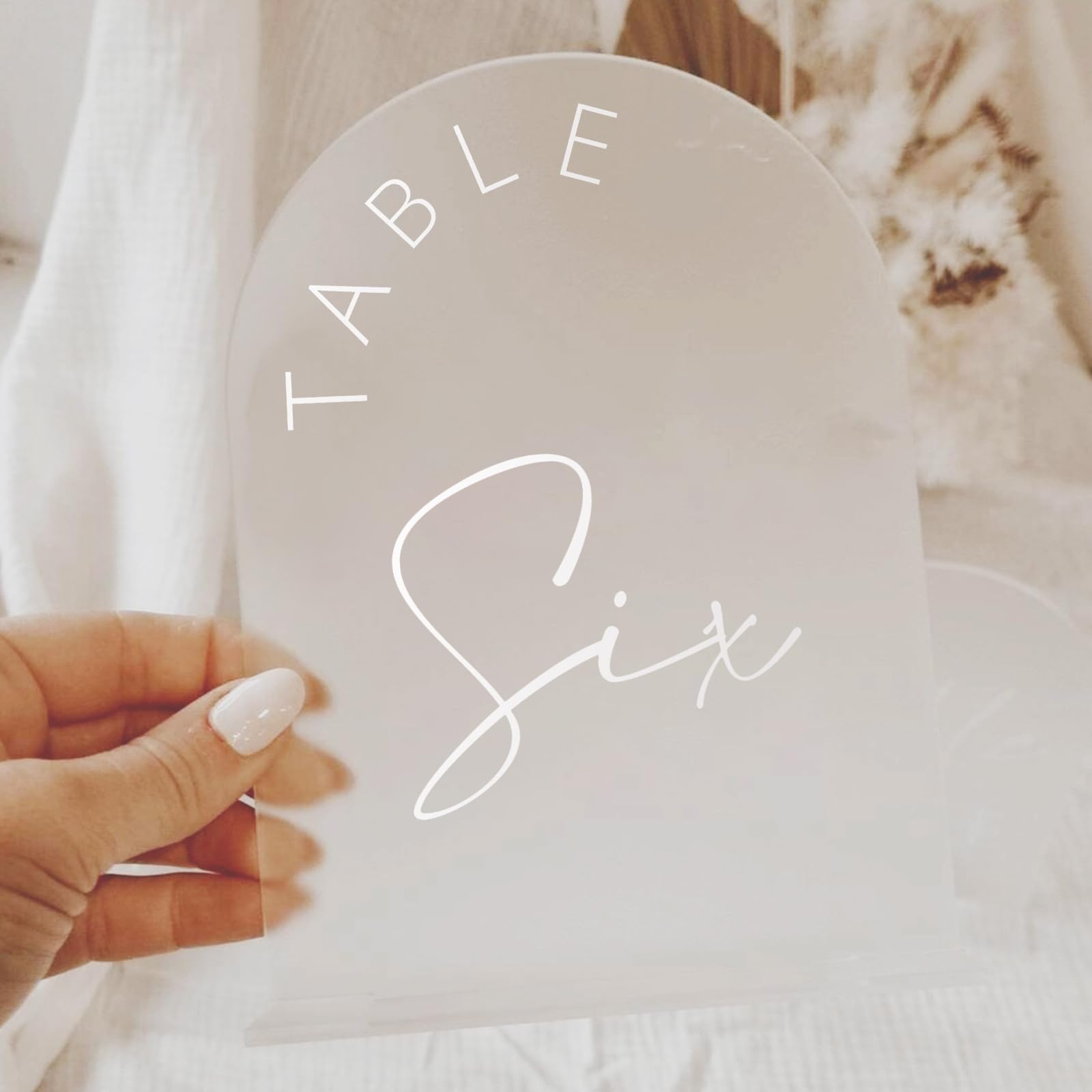 Jinmury Frosted Arch Wedding Table Numbers 1-10 With Stands, 5X7 Inch Frosted Arch Acrylic Sign With White Letters, Frosted Arch