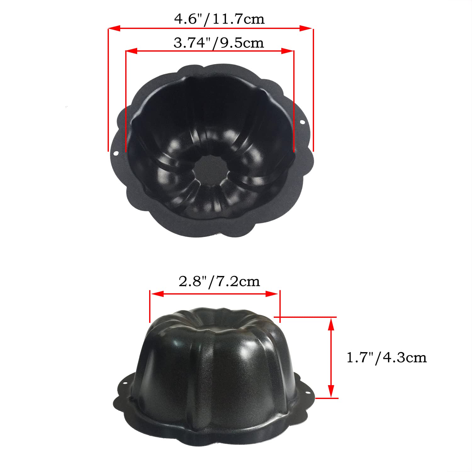 Lovedeal 4 Inch Nonstick Mini Bundt Cake Pan, Set Of 4 For Baking, Carbon Steel Fluted Cake Pans, Metal Round Pumpkin Shaped Cak