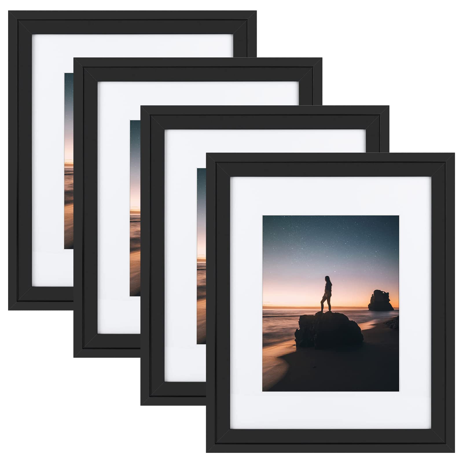 Golden State Art, Set of 4, 16x20 Picture Frame - Displays 11x14 Photo with Mat or 16x20 Without Mat, Wide Moulding Solid Wood F