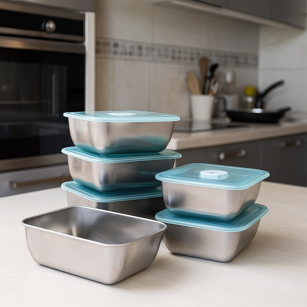 Zubat 6 Pack Airtight Food Storage Containers With Leakproof Lids, Reusable Stackable Meal Prep Boxes For Lunch, Snacks, Fresh F