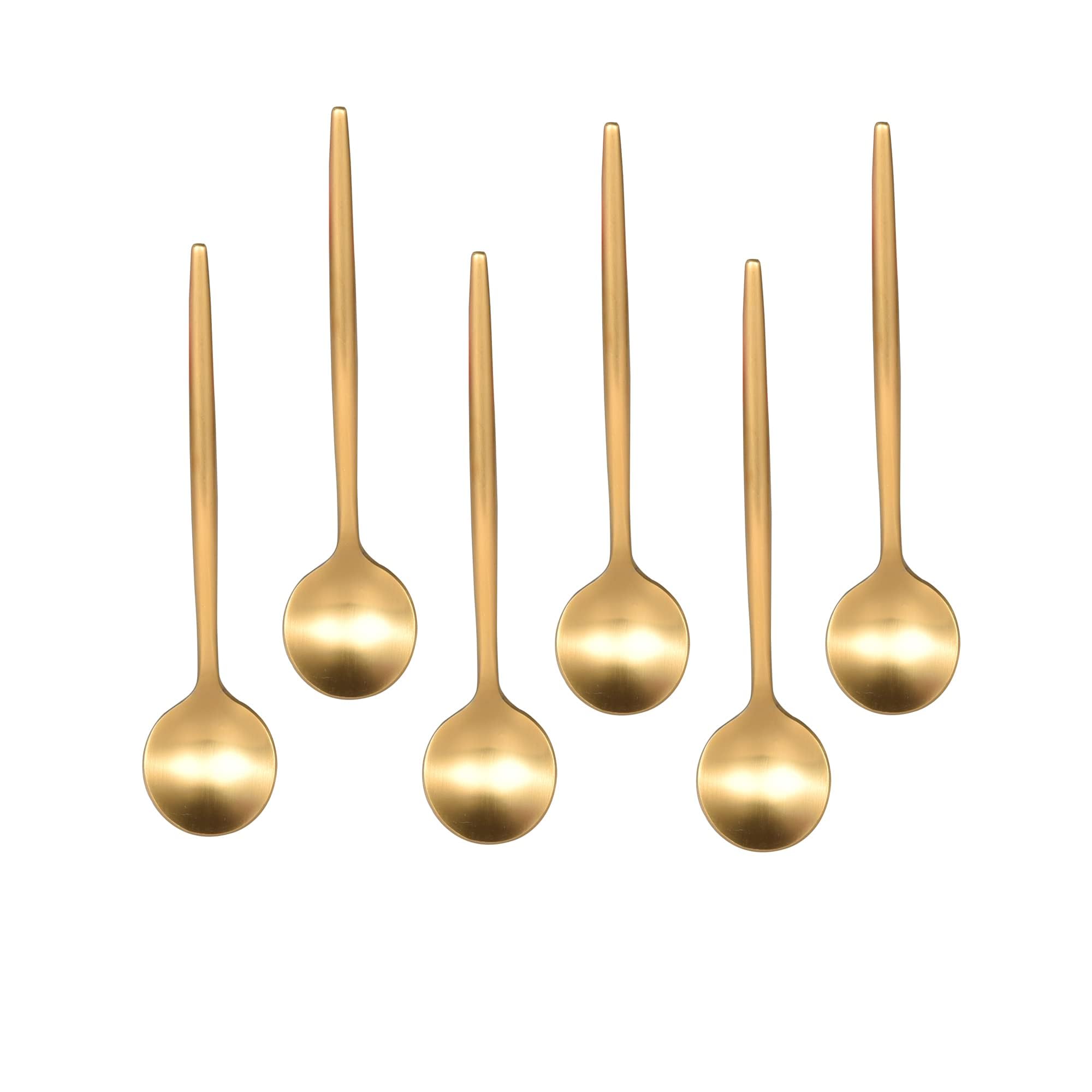 Imeea Espresso Spoons Gold Demitasse Spoons Stainless Steel Coffee Spoons Mini Teaspoons 5.1-Inch, Set Of 6