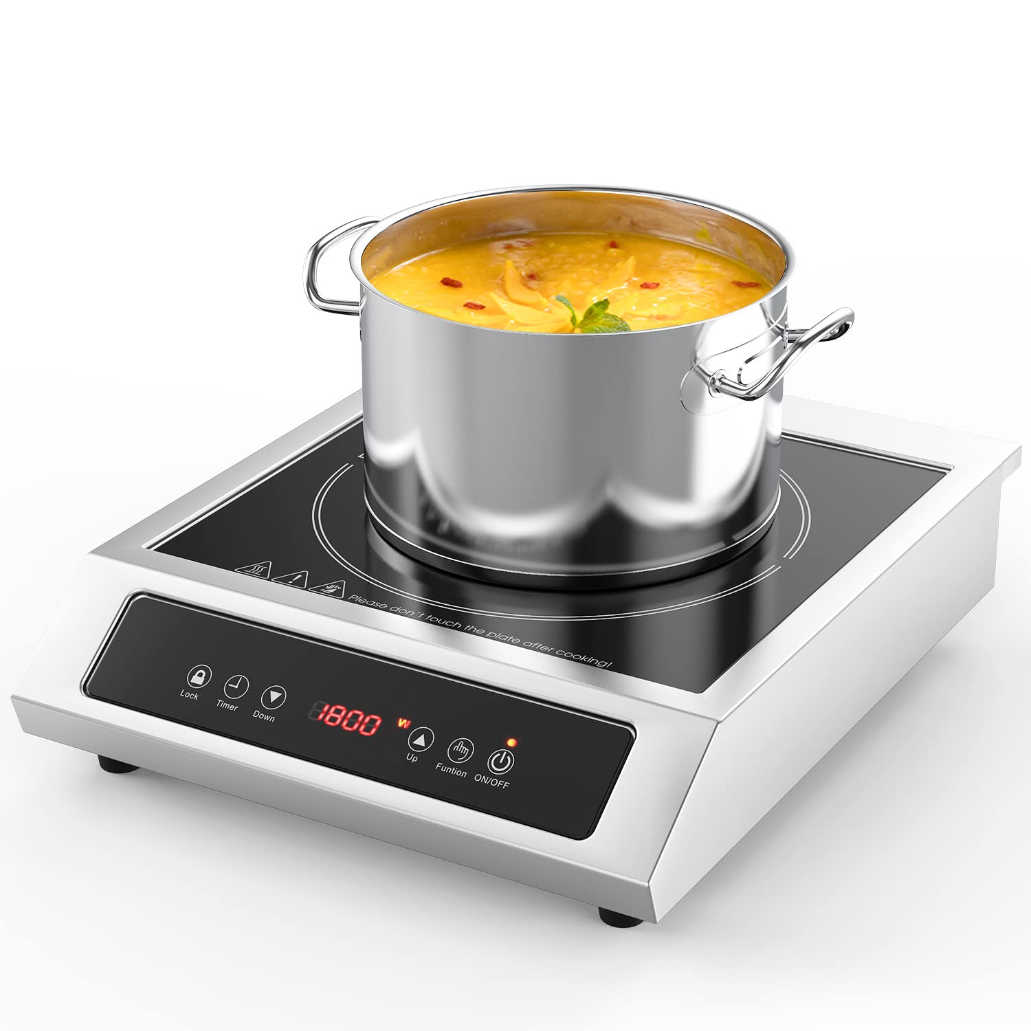 Commercial Induction Cooktop Portable 1800W,ANHANE Countertop Burner Induction Hot Plate Electric for Cooking,9 Temp Levels,3 Ho