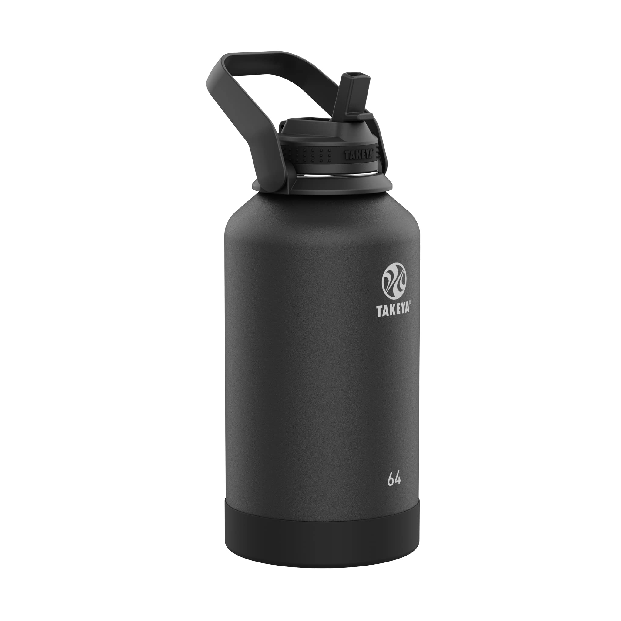 Takeya Actives 64 Oz Vacuum Insulated Stainless Steel Water Bottle With Straw Lid, Premium Quality, Onyx