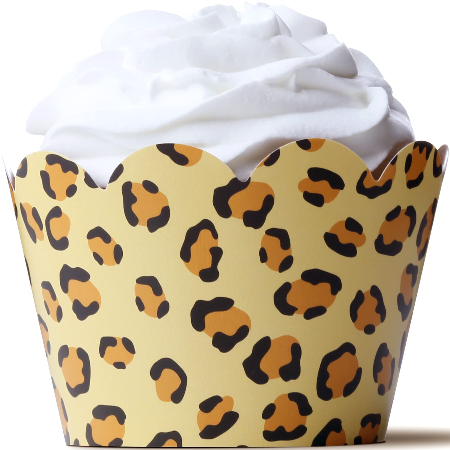 Leopard Cupcake Wrappers And Giraffe Cupcake Wrappers 48 Count - Cheetah Print - Leopard Party Supplies - Safari Cupcake Wrapper