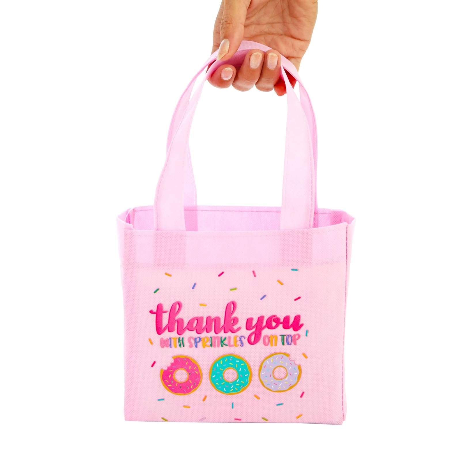 Blue Panda - 24 Pack Donut Goodie Bags - Pink Donut Theme Party Favor Totes For Girl'S Birthday, Baby Shower, Special Event (6.5
