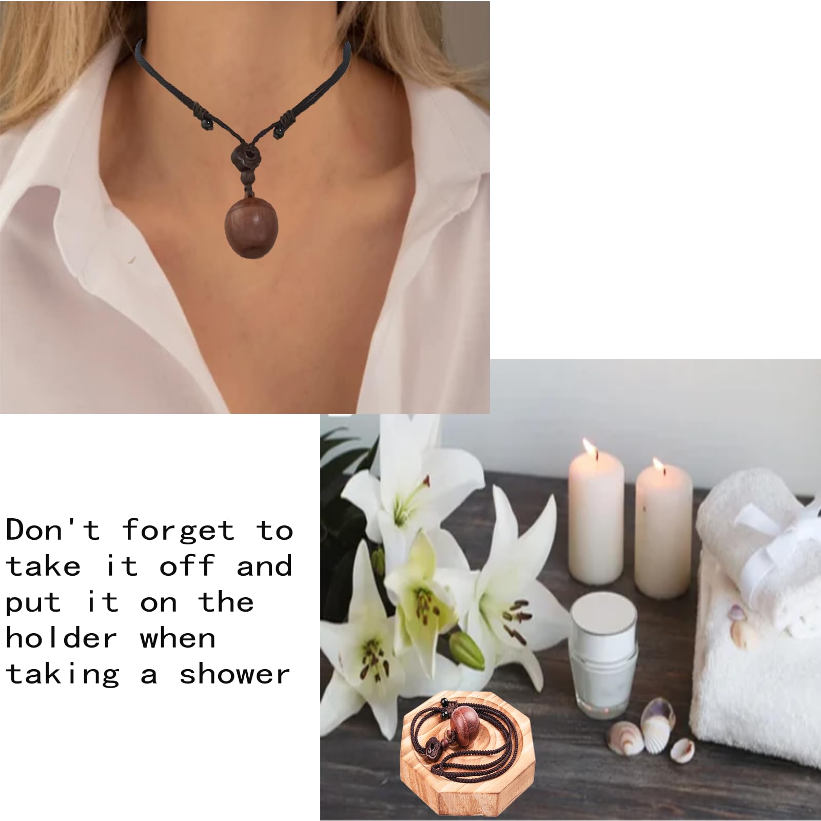 Small Wooden Ashes Pendant - Cremation Jewelry for Ashes, Memorial Urn Necklace for Men & Women, Adjustable Ash Pendant Keepsake