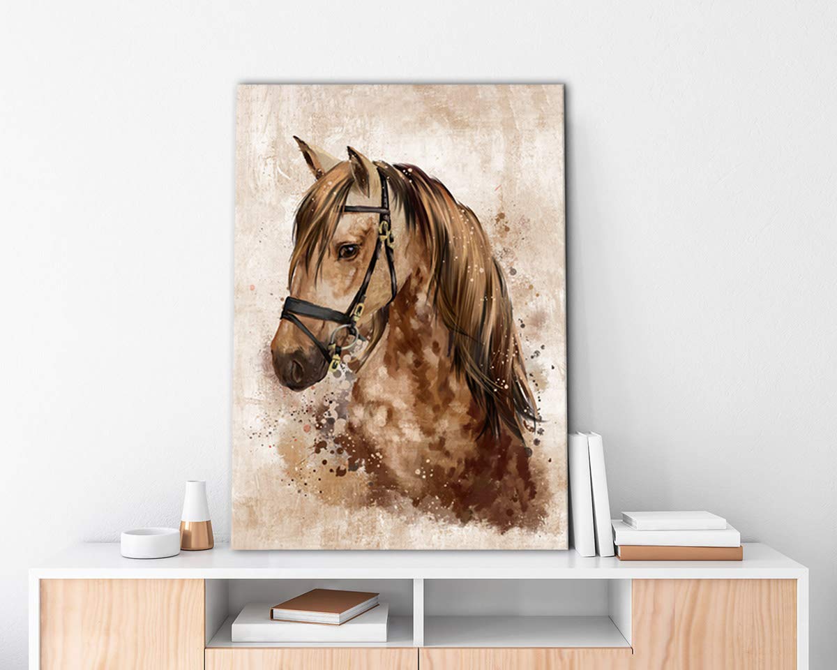 arteWOODS Horse Wall Art Abstract Brown Canvas Pictures Vintage Canvas Prints Modern Animal Canvas Artwork Rustic Retro Canvas Art Framed Ready to Hang 20'' x 28''