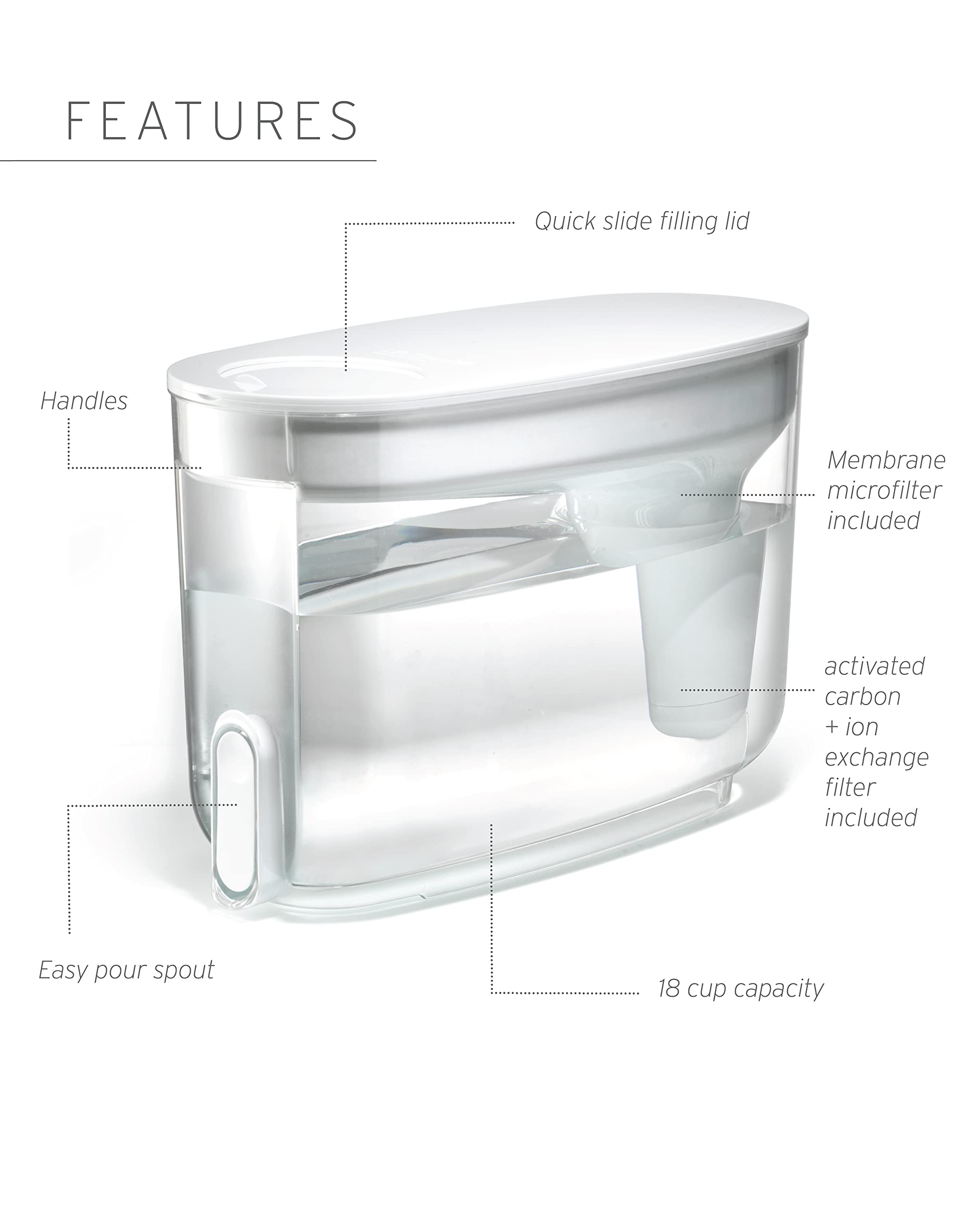 Lifestraw Home - Water Filter Dispenser, 18-Cup, Bpa-Free Plastic, Tested To Protect Against Bacteria, Parasites, Microplastics,