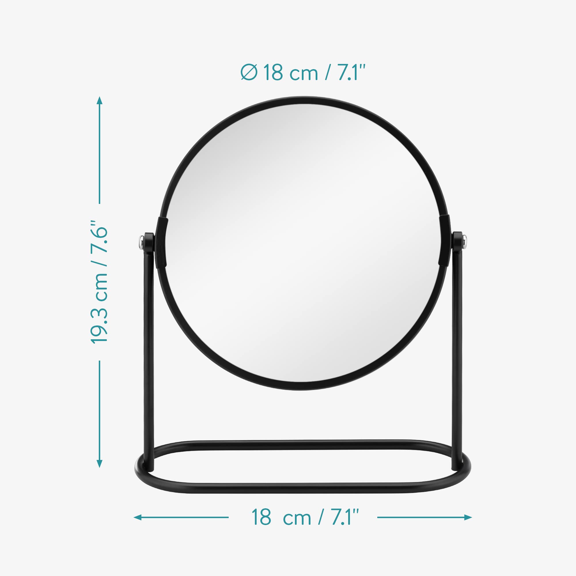 Navaris Cosmetic Mirror For Table Top - Desktop Mirror For Makeup And Grooming - Double Sided With 2X Magnification Mirror, 7.6'