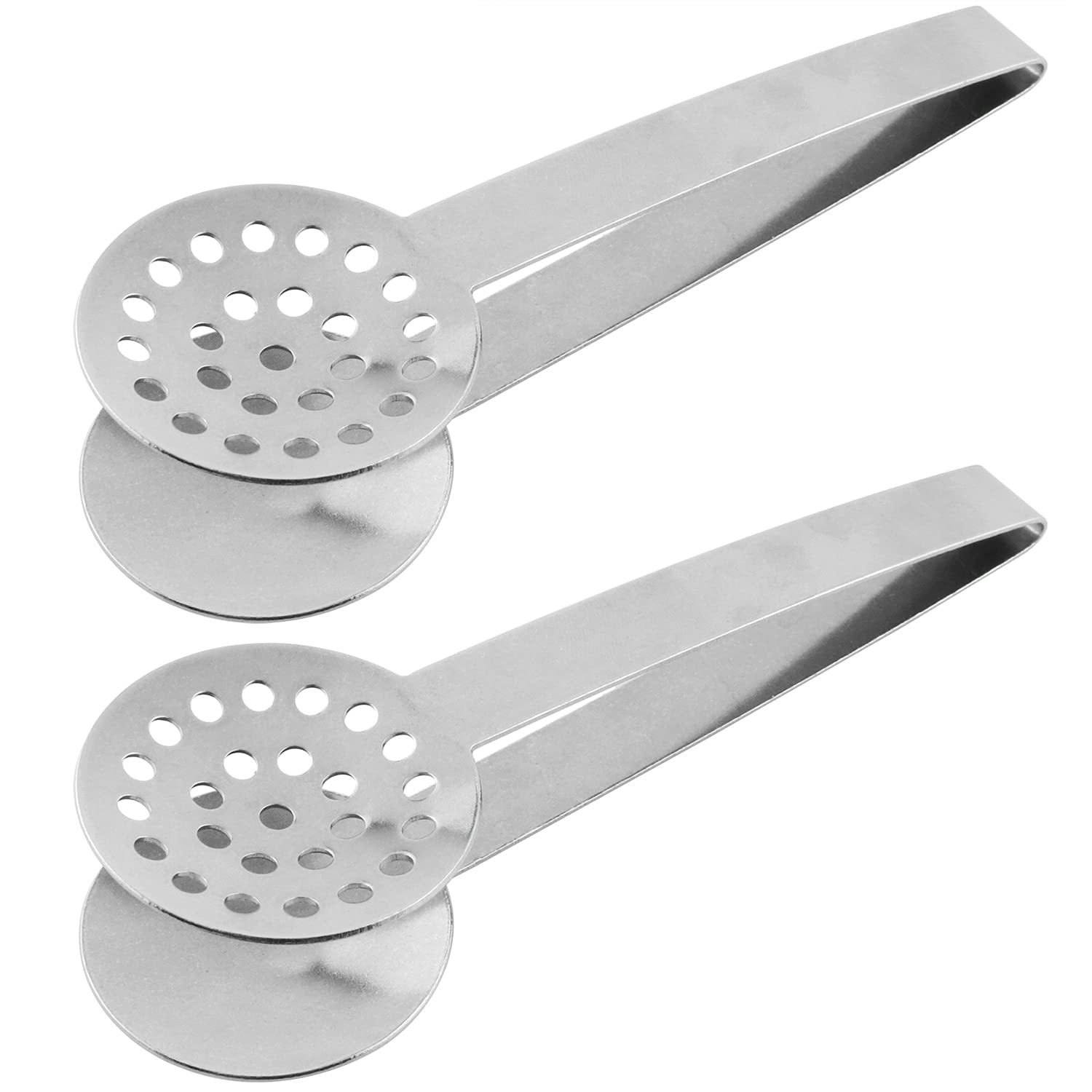 Mtqy Teabag Squeezer 2Pcs Stainless Steel Tea Bag Tongs Strainer Round Teabag Holder Gadget