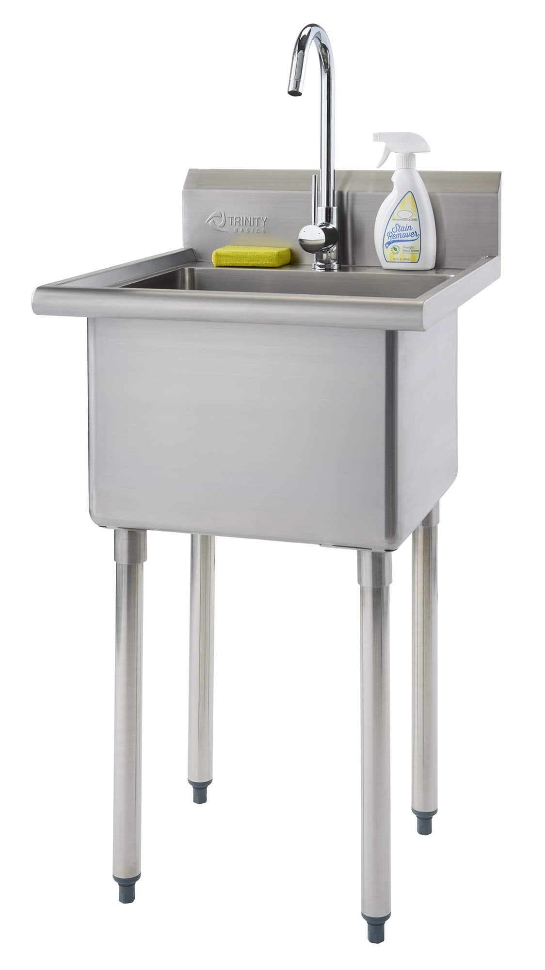 Trinity Tha-0307 Basics Stainless Steel Freestanding Single Bowl Utility Sink For Garage, Laundry Room, And Restaurants, Include