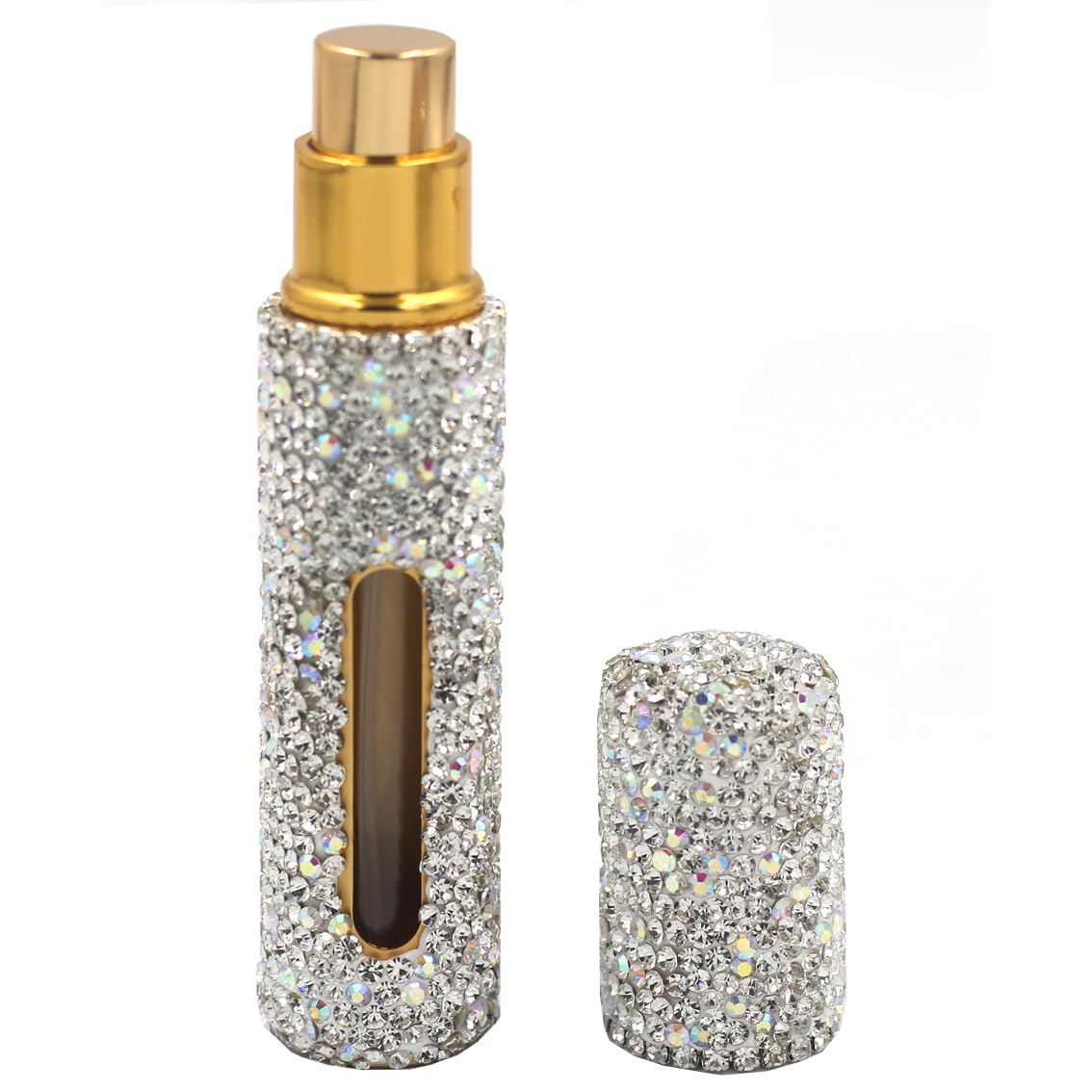 Bestbling Bling Rhinestonedecorated 10ml Perfume Spray BottlePortable and Durable for Travel and Customizing Scents (Silver)