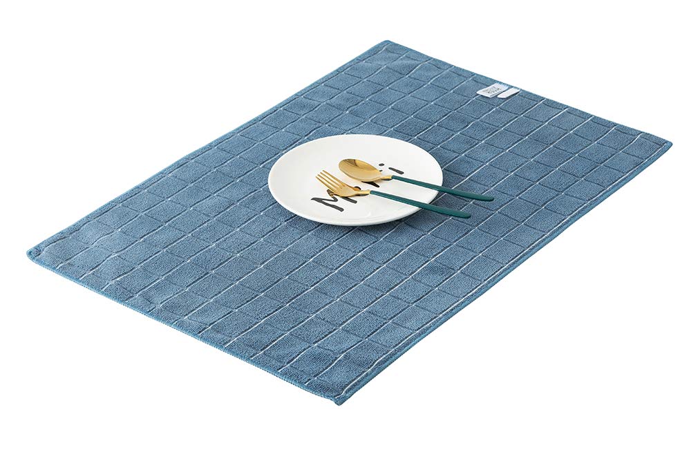 Microfiber Dish Towels - Soft, Super Absorbent And Lint Free Kitchen Towels - 8 Pack (Lattice Designed Blue Colors) - 26 X 18 In