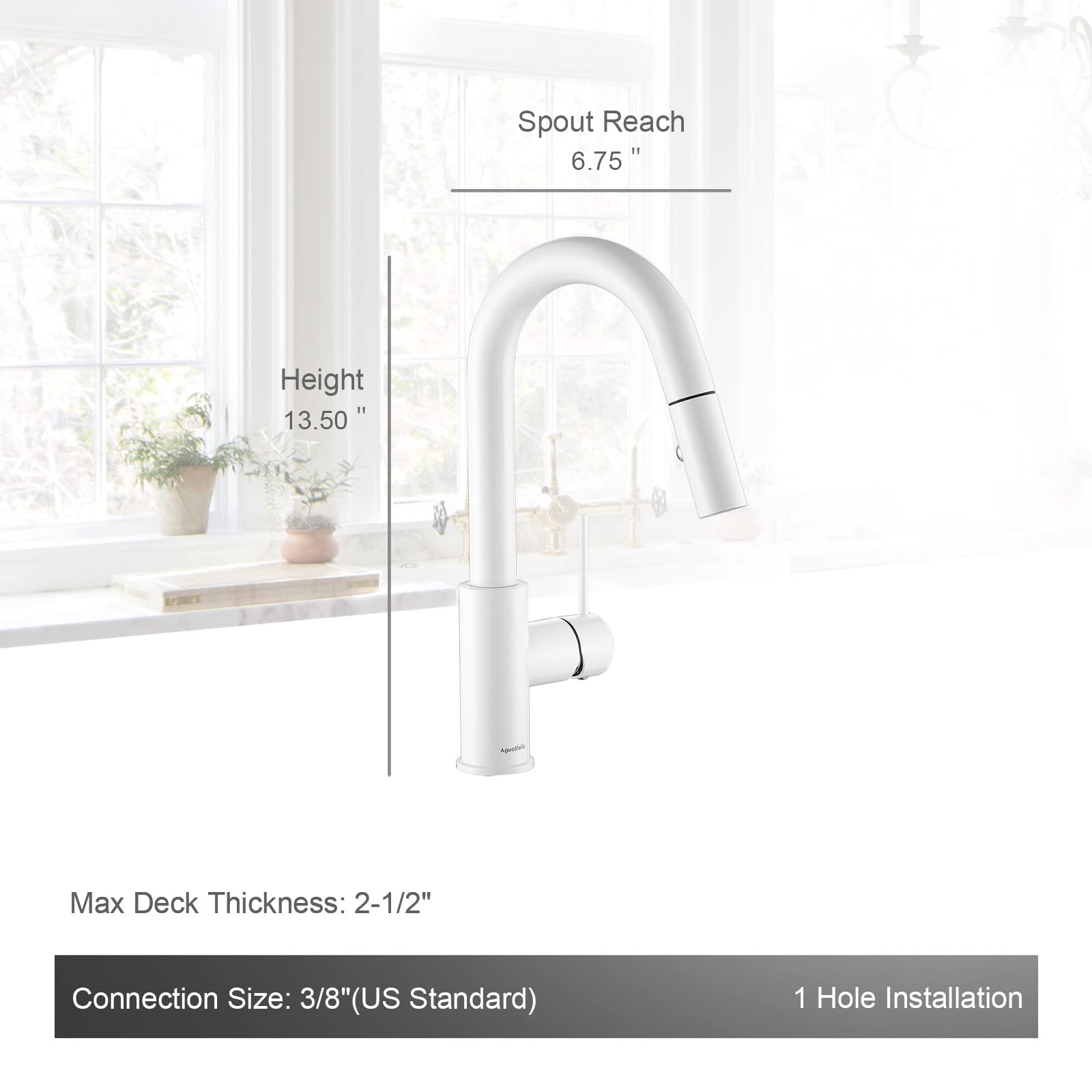 Aguastella As59W White Bar Faucet Or Prep Sink Faucet With Pull Down Sprayer Single Handle