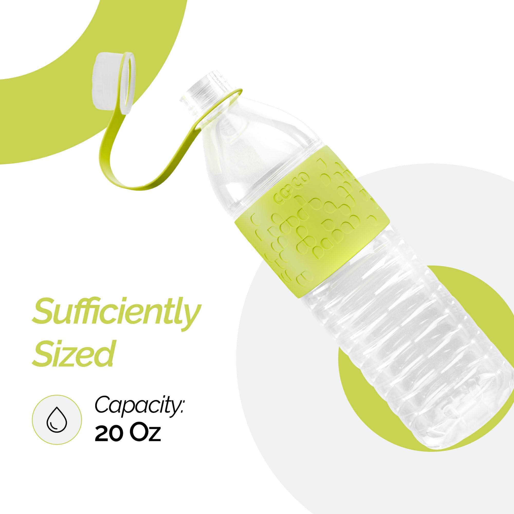 Copco Hydra Reusable Tritan Water Bottle With Spill Resistant Lid And Non-Slip Sleeve, 20-Ounce, Light Green