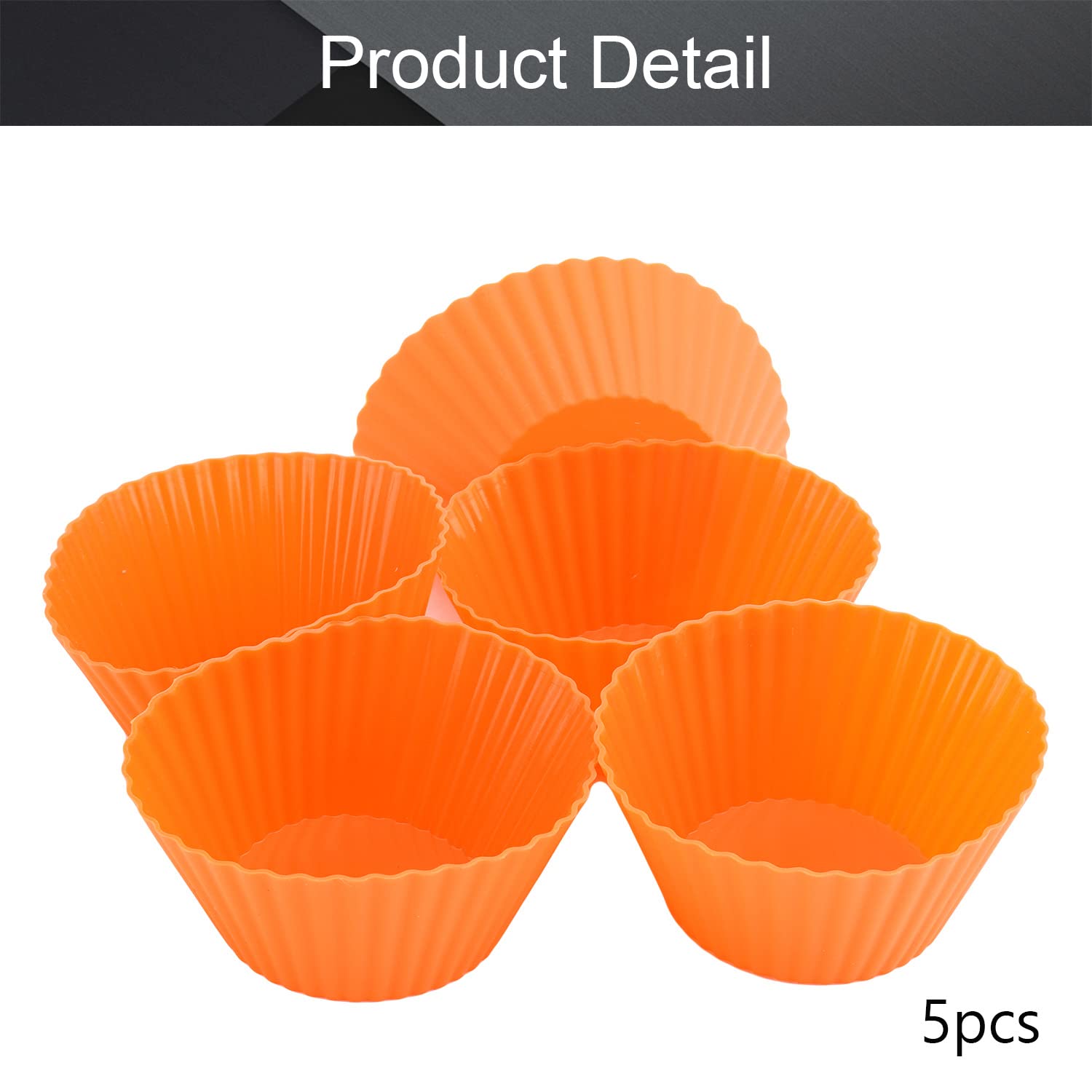 Utoolmart Silicone Baking Cups, Orange Reusable Silicone Baking Cups, Non-Stick Cake Molds Set For Party Halloween Christmas Bak