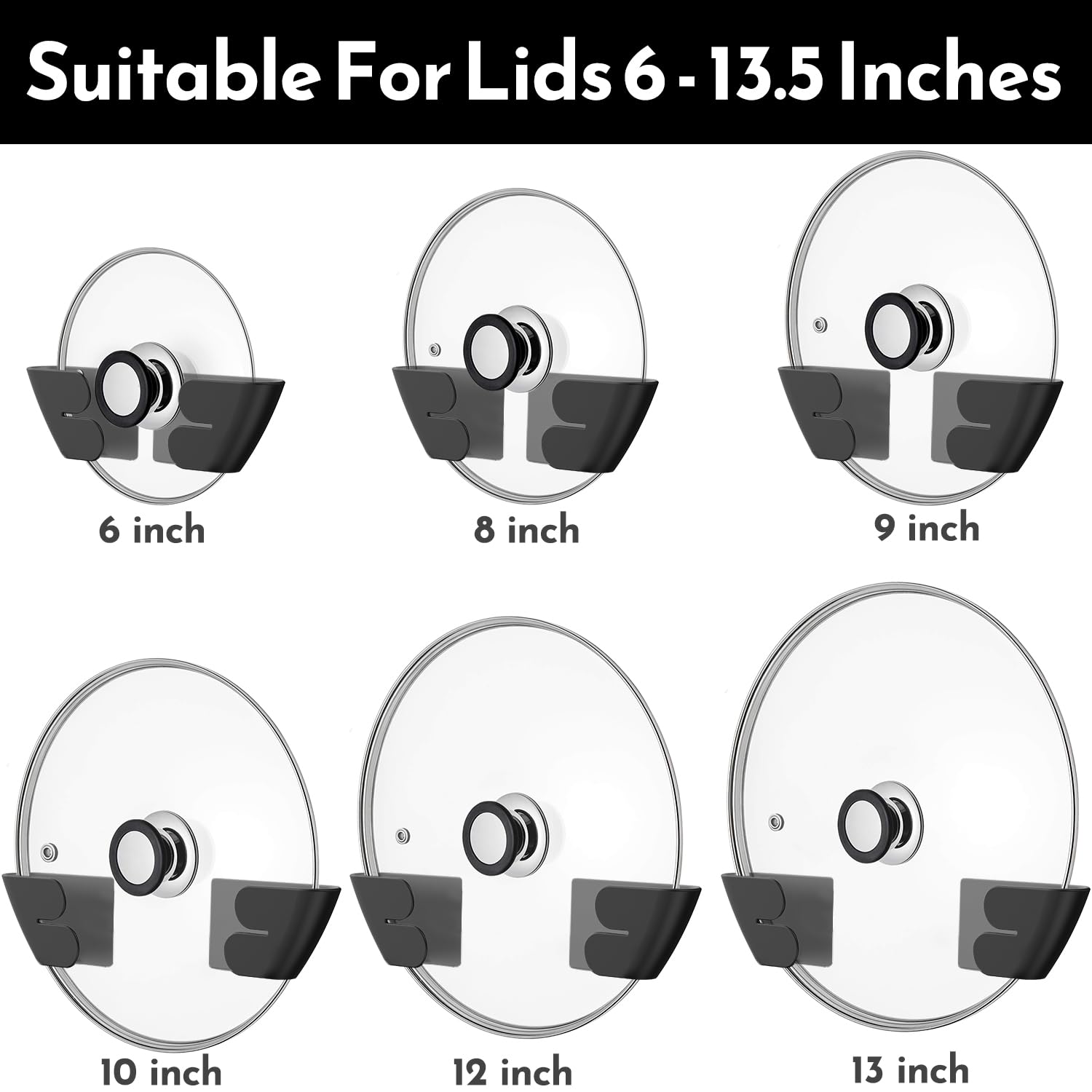 Niceyos Universal Adjustable Pot Lid Organizer For Cabinet - Upgraded Patented Set Of 8 Pan Lids Organizers Inside Cabinet Door