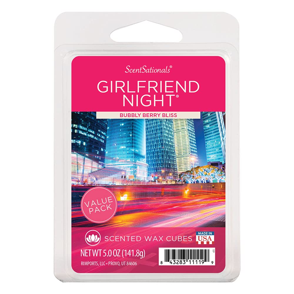 Scentsationals Scented Wax Fragrance Melts 5.0 oz - Girlfriend Night - 12 Wax Cubes Pack, Home Warmer Tart, Electric Wickless Ca