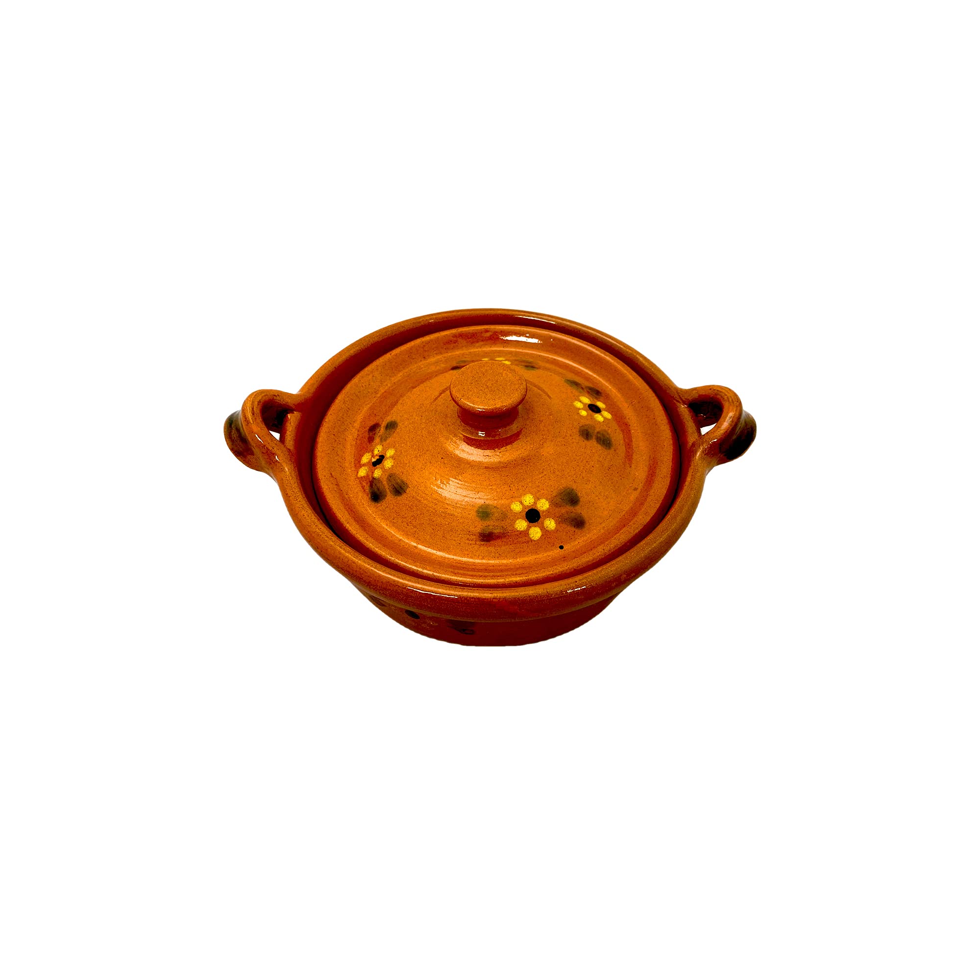 Ancient Cookware, Mexican Clay Lidded Cazuela Pot, Extra Small, Terracotta, 1 Quart