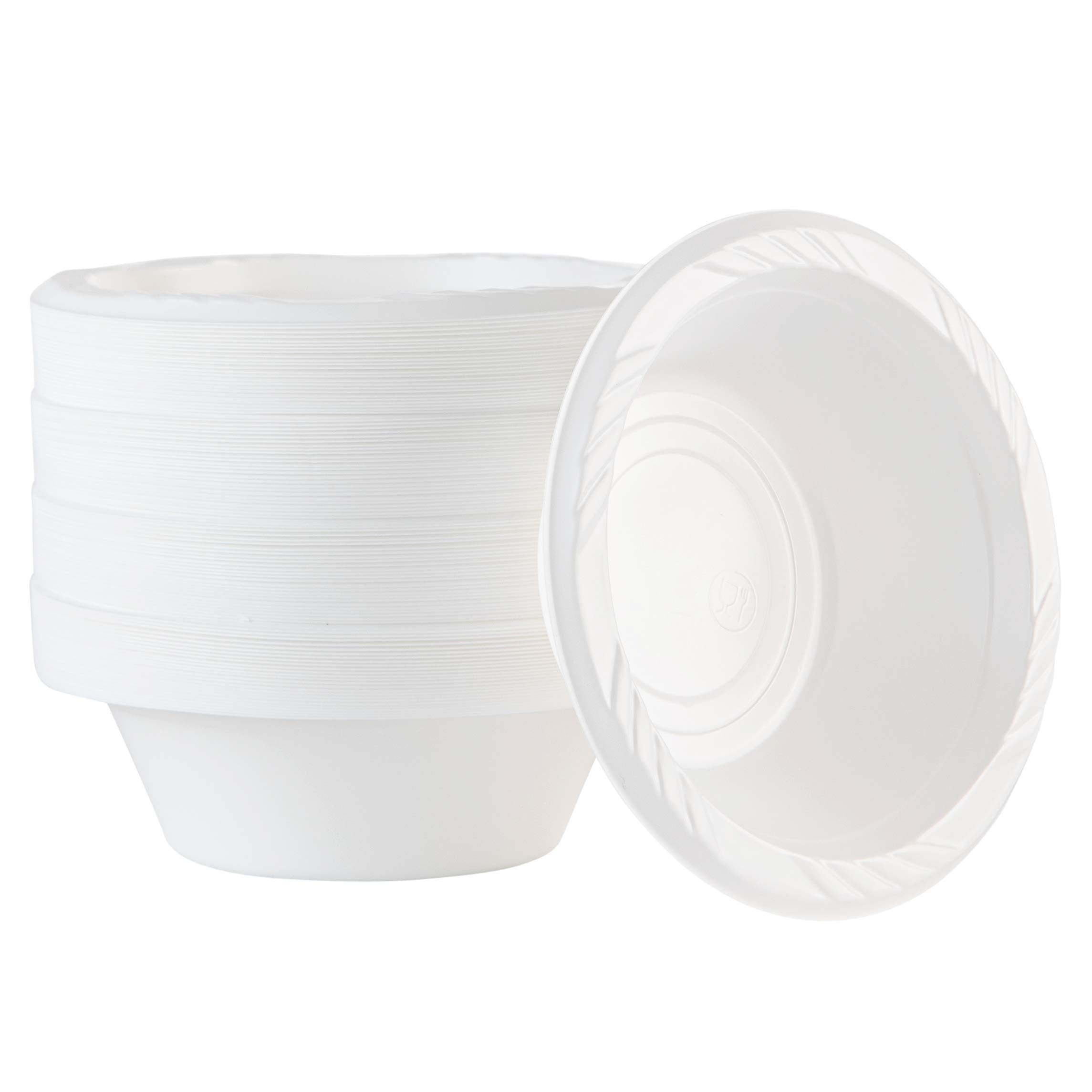 Plasticpro 100 Count Disposable 5 Ounce White Plastic Dessert Bowls