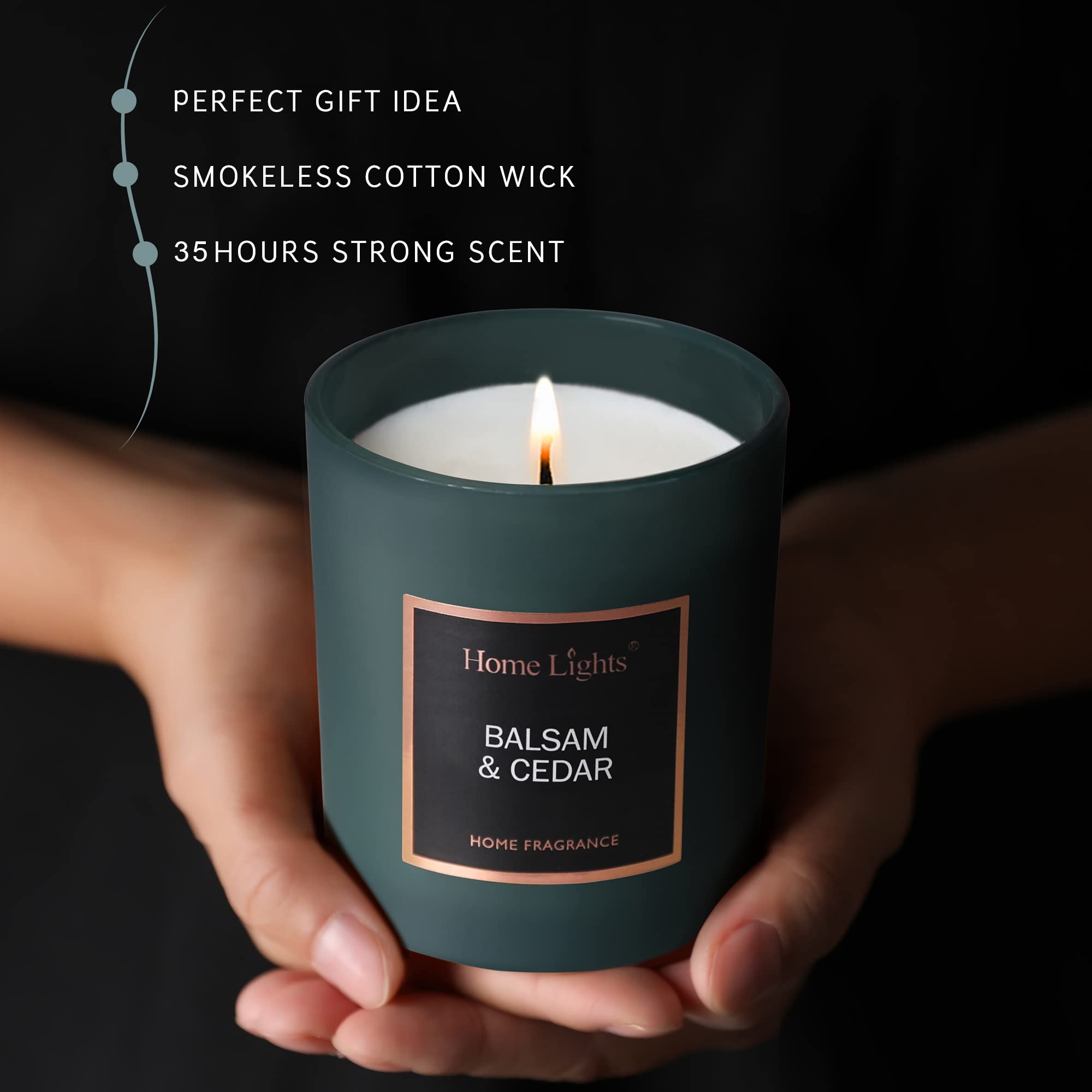 Scented Soy Candles, 35 Hours Burn Time, Natural Soy Wax, Home Fragrance Decor Gift for Women & Men, Balsam & Cedar