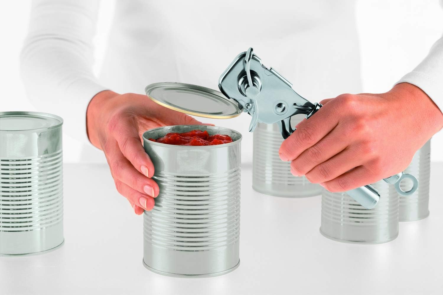 Rsle Stainless Steel Can Opener With Pliers Grip, 7-Inch