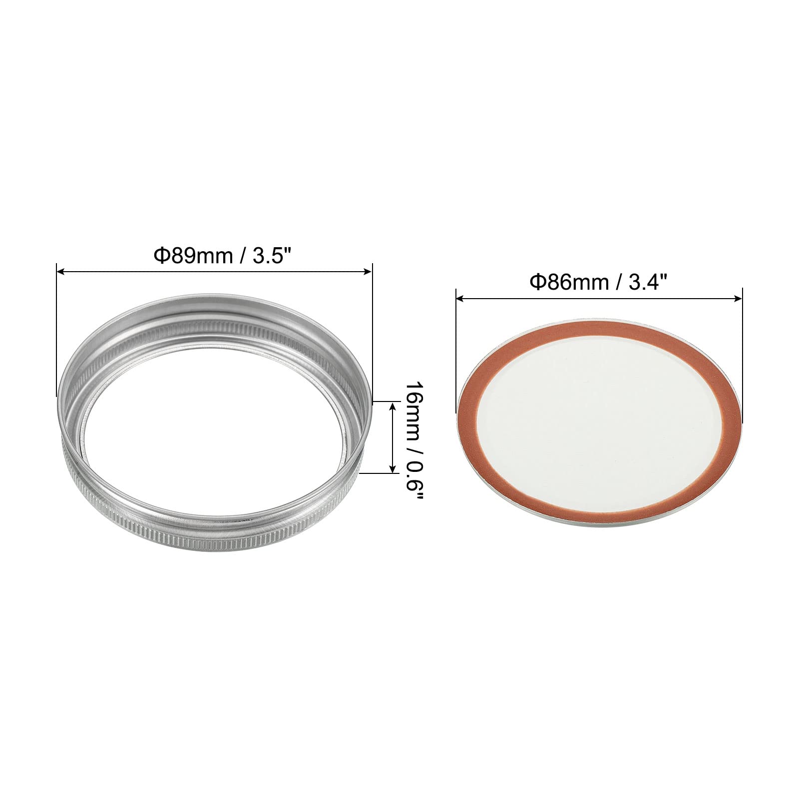 Patikil 86Mm Regular Mouth Iron Mason Jar Lids, 1Set/8 Pack Split-Type Canning Jars Caps For Kitchen Storage