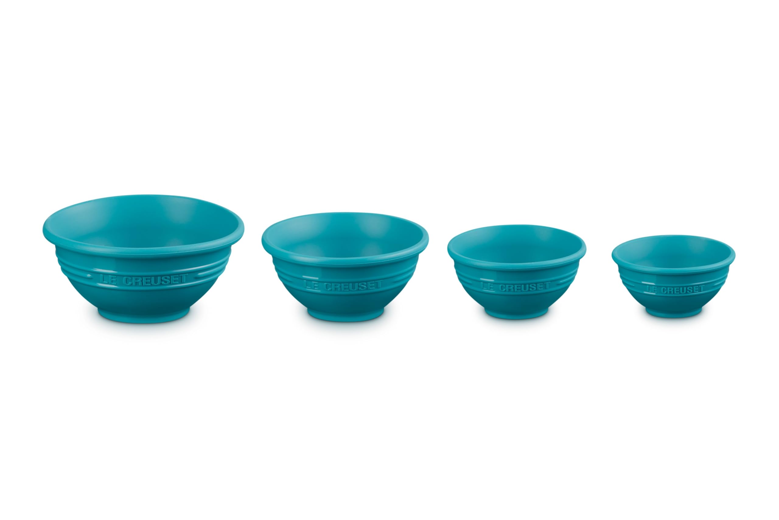Le Creuset Fa205-17 T Silicone Prep Bowls, 1/4C, 1/3C, 1/2C & 1 Cup, Caribbean