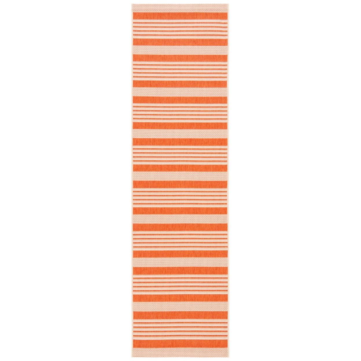 SAFAVIEH Courtyard Collection Runner Rug - 23 x 8, Terracotta & Beige, Stripe Design, Non-Shedding & Easy Care, Indoor/Outdoor