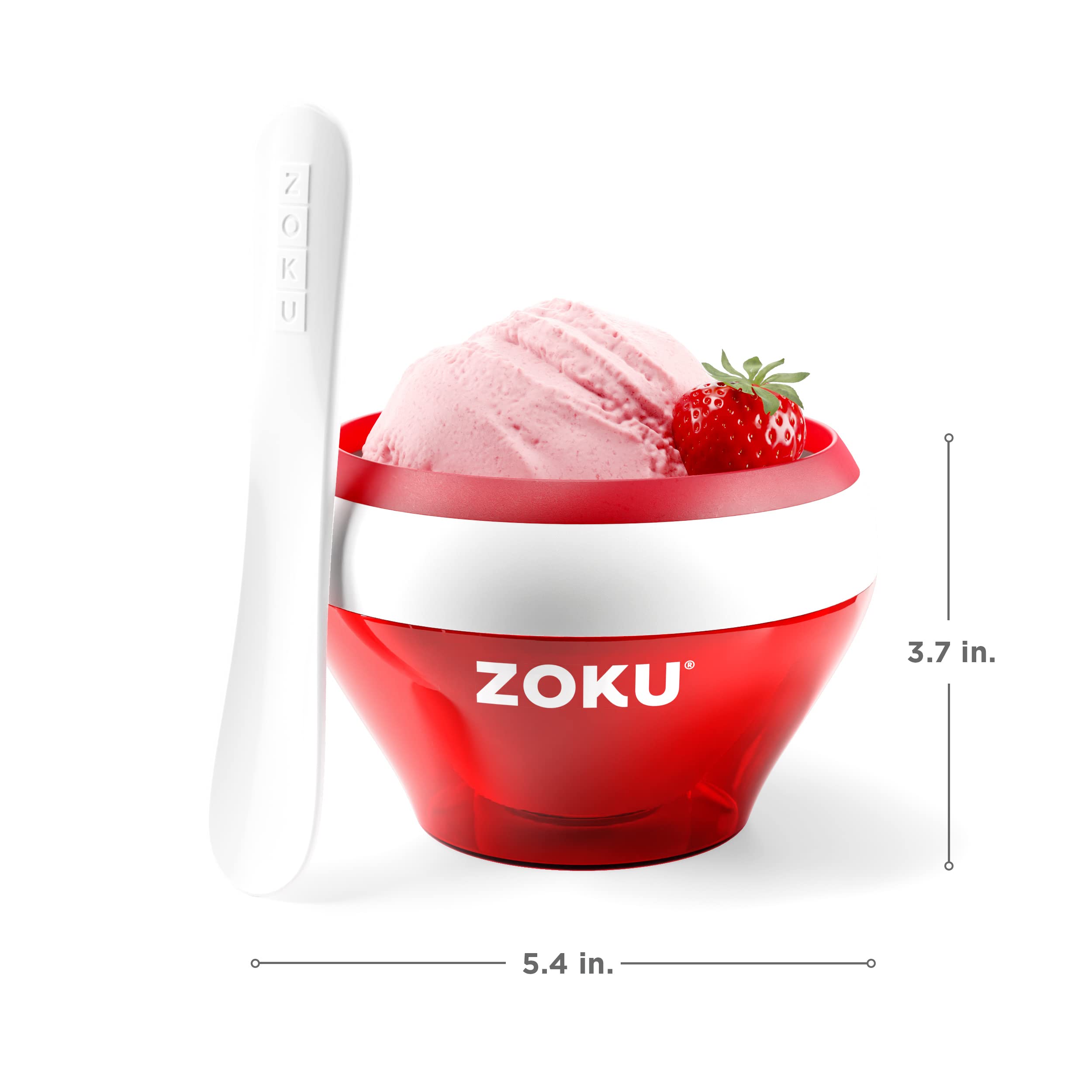 ZOKU Ice Cream Maker Bowl, Compact Soft Serve & Frozen Yogurt, BPA-free, Red, Model ZK120-RD
