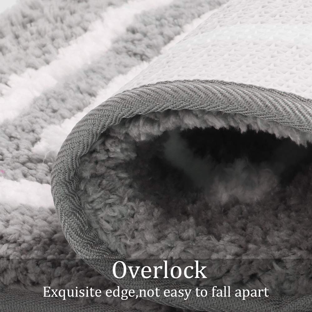 Uphome Runner Rug For Bathroom, 24X71 Modern Gray Long Bathroom Rug Non Slip Machine Washable, Soft Plush Microfiber Absorbent B