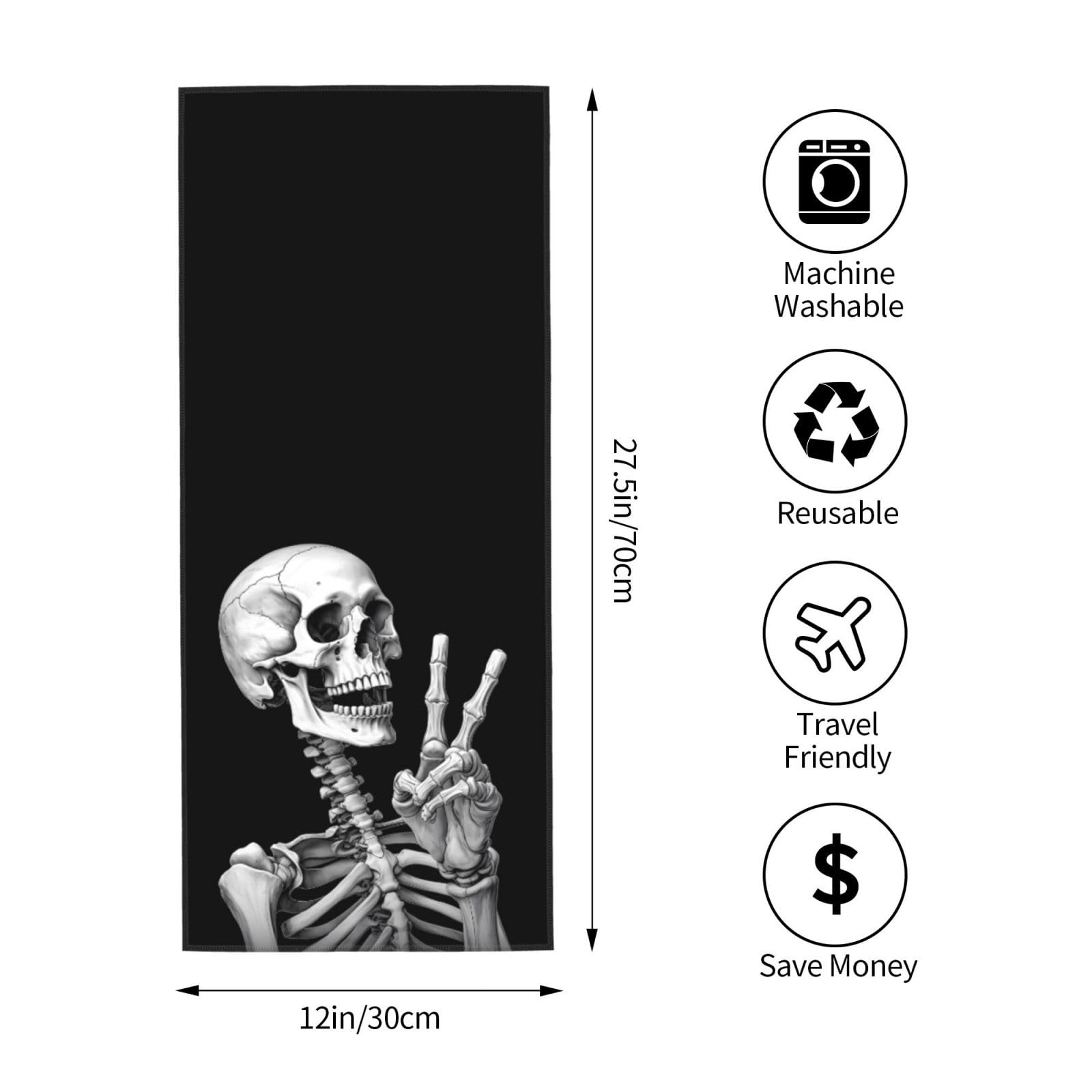 Dewoofly Rock And Roll Skull Skeleton Absorbent Fingertip Towels, Hippie Hand Towel For Hotel All Season 12 X 27.5 Inch