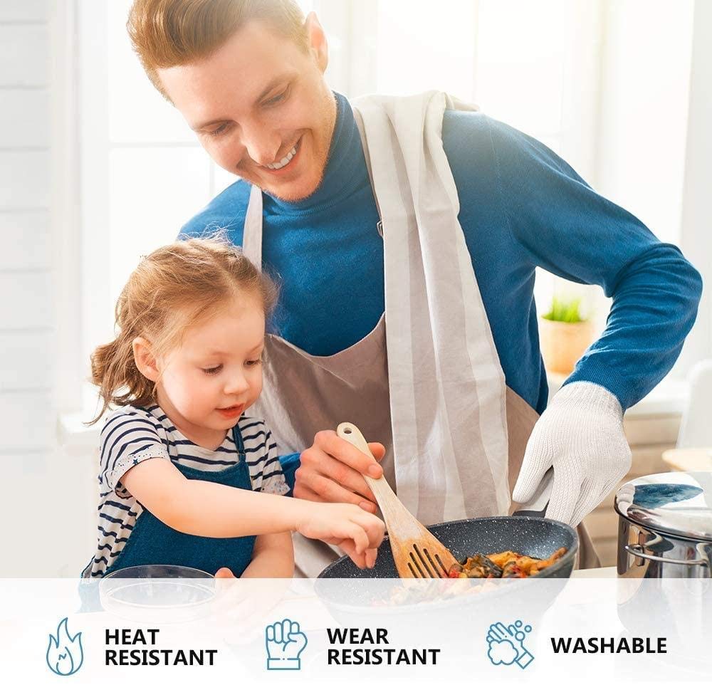 Killer's Instinct Outdoors Heat Resistant Oven Gloves with Fingers, Cotton, White, 1 Pair
