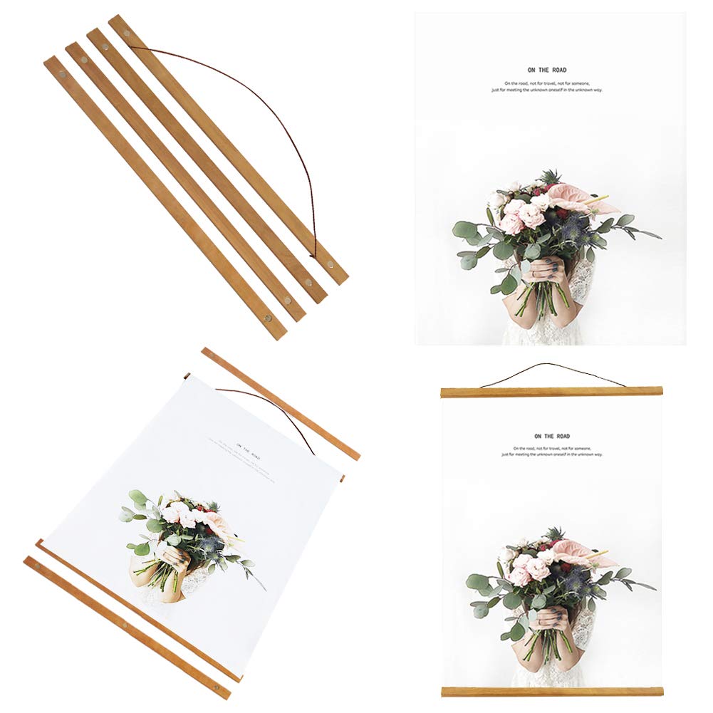 Miaowater 2 Pack Poster Frame 10x14 10x20 10x13 Magnetic Light Wood Wooden Frames Hanger for Photo Picture Art Canvas Print Artwork Wall Hanging Teak Wood 10''