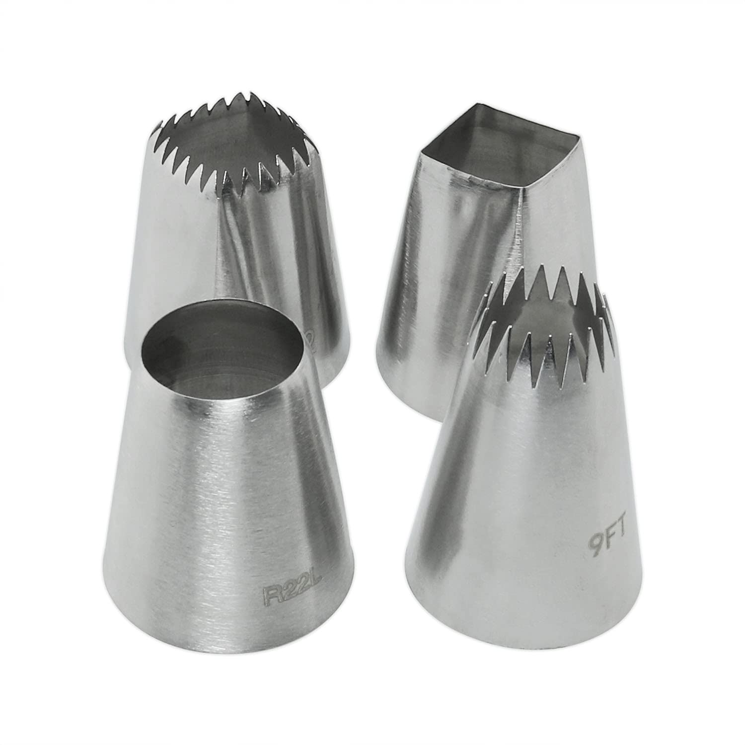 Zrm&E Baking Mold Kit 4 In 1 Stainless Steel Pastry Tips Cupcake Cream Nozzle Square And Round Cake Biscuit Butter Baking Tools