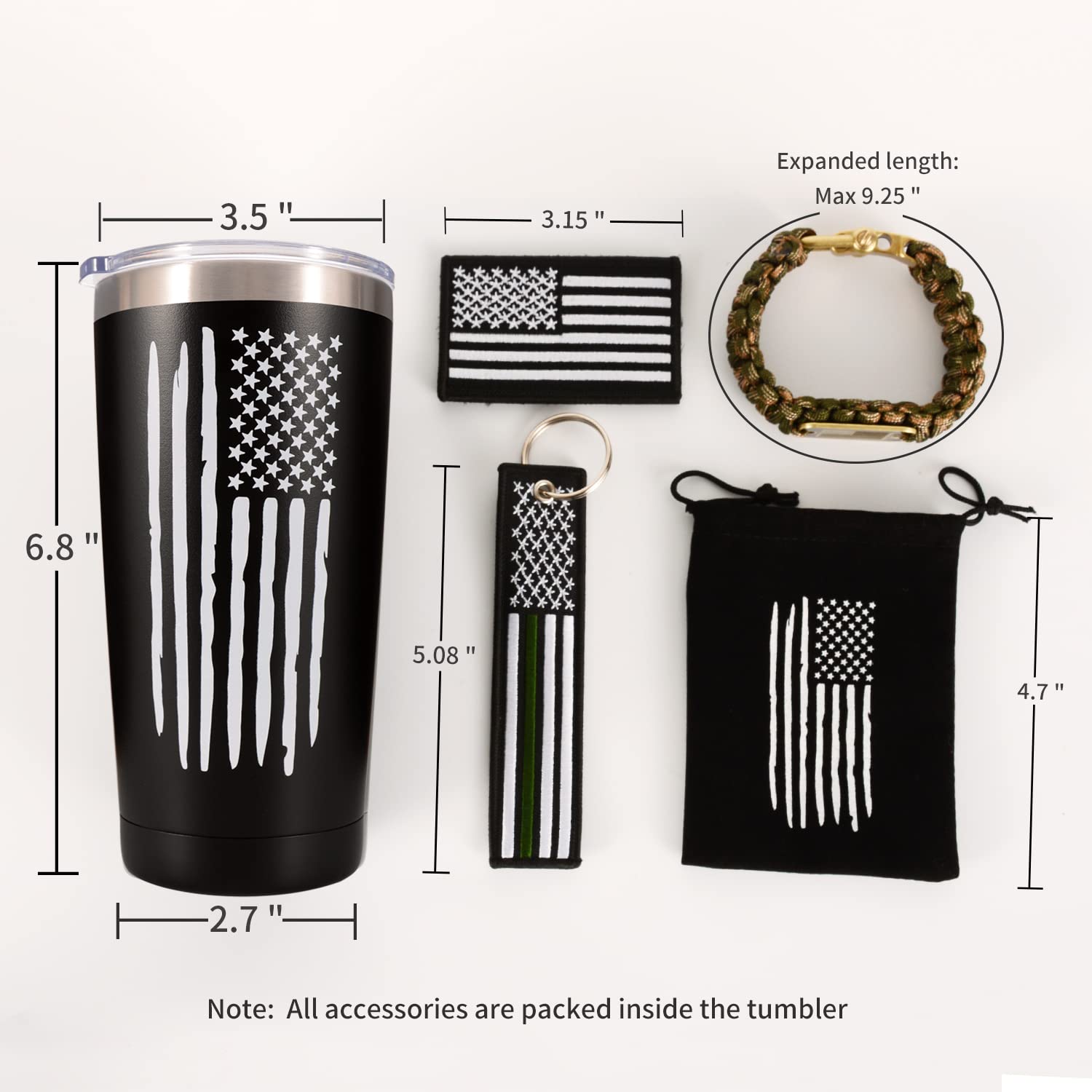 American Flag 20 Oz Travel Coffee Tumbler & Mug For Men Husband Dad, Unique Patriotic Military Gifts For Fathers Day, Christmas,